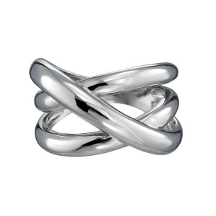 Aσημένιο επιπλατινωμένο δαχτυλίδι Γραμμές