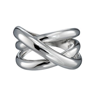 Aσημένιο επιπλατινωμένο δαχτυλίδι Γραμμές