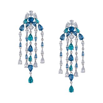Ασημένια σκουλαρίκια Chandelier Blue
