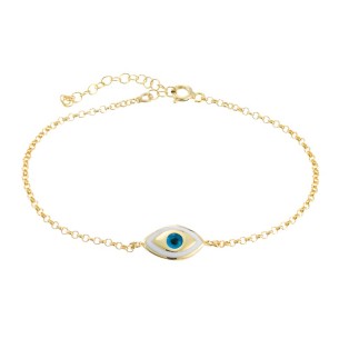 Ασημένιο επίχρυσο βραχιόλι Μάτι Σμάλτο