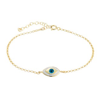Ασημένιο επίχρυσο βραχιόλι Μάτι Σμάλτο