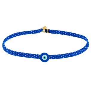 Βραχιόλι κορδόνι ασημένιο επίχρυσο Μάτι Σμάλτο