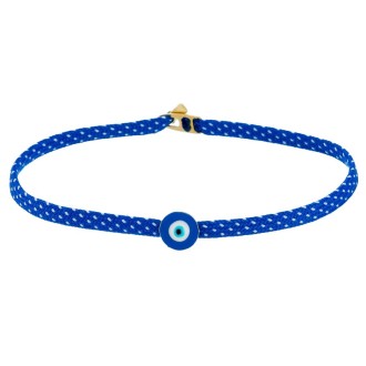 Βραχιόλι κορδόνι ασημένιο επίχρυσο Μάτι Σμάλτο