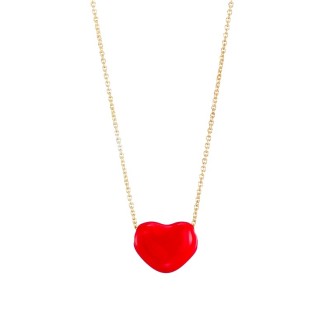 Ασημένιο επίχρυσο κολιέ Καρδιά Σμάλτο