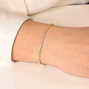 Ασημένιο επίχρυσο βραχιόλι Tennis Ριβιέρα