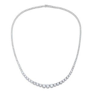 Ασημένιο επιπλατινωμένο κολιέ Tennis Ριβιέρα