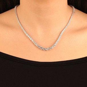 Ασημένιο επιπλατινωμένο κολιέ Tennis Ριβιέρα