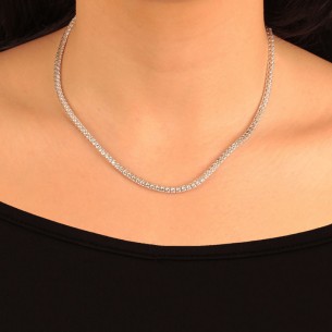 Ασημένιο επιπλατινωμένο κολιέ Tennis Ριβιέρα