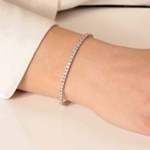 Ασημένιο επιπλατινωμένο βραχιόλι Tennis Ριβιέρα