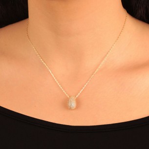 Ασημένιο επίχρυσο κολιέ Σταγόνα