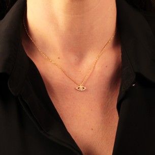 Ασημένιο επίχρυσο κολιέ Μάτι Κύκλος