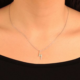 Ασημένιο επιπλατινωμένο κολιέ Κεραυνός