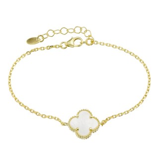 Ασημένιο επίχρυσο βραχιόλι Τετράφυλλο Φίλντισι