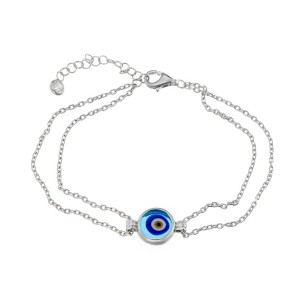 Ασημένιο επιπλατινωμένο βραχιόλι Μάτι