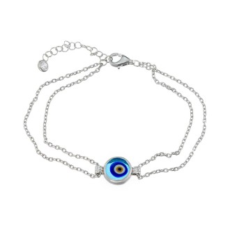 Ασημένιο επιπλατινωμένο βραχιόλι Μάτι