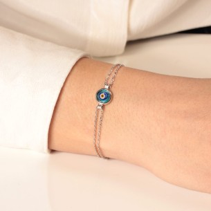 Ασημένιο επιπλατινωμένο βραχιόλι Μάτι