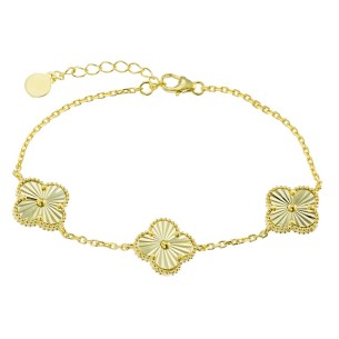 Ασημένιο επίχρυσο βραχιόλι Τετράφυλλα