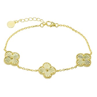 Ασημένιο επίχρυσο βραχιόλι Τετράφυλλα