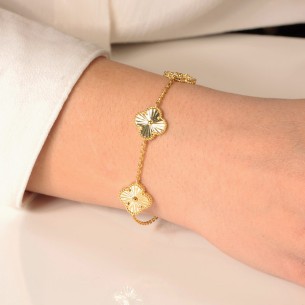 Ασημένιο επίχρυσο βραχιόλι Τετράφυλλα