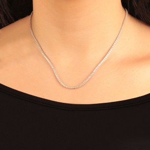 Ασημένιο επιπλατινωμένο κολιέ Tennis Ριβιέρα