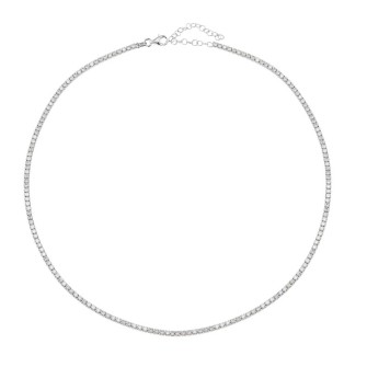 Ασημένιο επιπλατινωμένο κολιέ Tennis Ριβιέρα