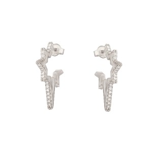 Ασημένια επιπλατινωμένα σκουλαρίκια Αστέρια