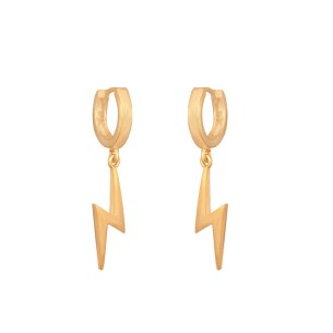 Ασημένια επίχρυσα σκουλαρίκια huggies Κρίκοι Κεραυνοί 11.00mm