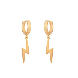 Ασημένια επίχρυσα σκουλαρίκια huggies Κρίκοι Κεραυνοί 11.00mm