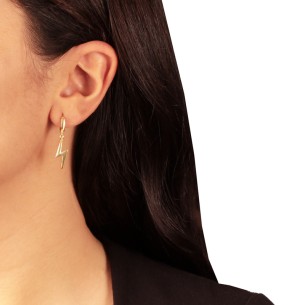 Ασημένια επίχρυσα σκουλαρίκια huggies Κρίκοι Κεραυνοί 11.00mm