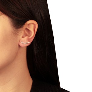 Ασημένια σκουλαρίκια Ear Climbers Μονόπετρα