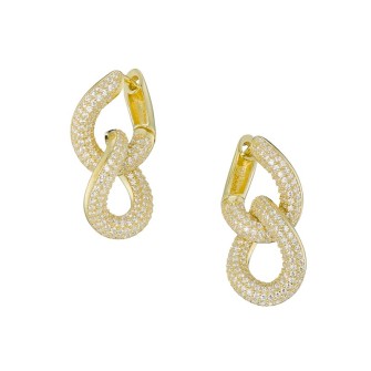 Ασημένια επίχρυσα σκουλαρίκια Διπλοί Κρίκοι 17.00mm