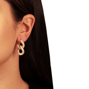 Ασημένια επίχρυσα σκουλαρίκια Διπλοί Κρίκοι 17.00mm