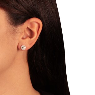Ασημένια σκουλαρίκια Μονόπετρα Ροζέτες