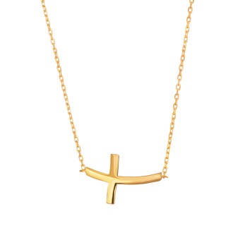 Ασημένιο επίχρυσο κολιέ Σταυρός