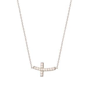 Ασημένιο επιπλατινωμένο κολιέ Σταυρός