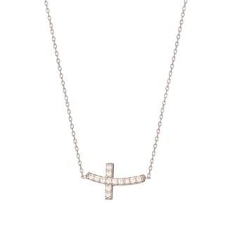 Ασημένιο επιπλατινωμένο κολιέ Σταυρός