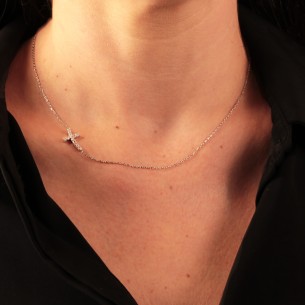 Ασημένιο επιπλατινωμένο κολιέ Σταυρός