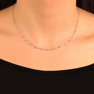 Ασημένιο κολιέ Αλυσίδα Μονόπετρα