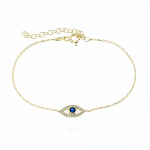 Ασημένιο επίχρυσο βραχιόλι Σχήμα Μάτι