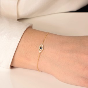 Ασημένιο επίχρυσο βραχιόλι Σχήμα Μάτι