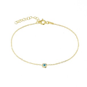 Ασημένιο επίχρυσο βραχιόλι Μάτι