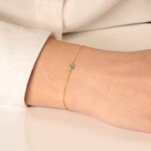 Ασημένιο επίχρυσο βραχιόλι Μάτι