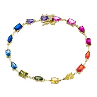 Ασημένιο επίχρυσο βραχιόλι Rainbow