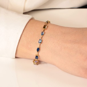 Ασημένιο επίχρυσο βραχιόλι Rainbow