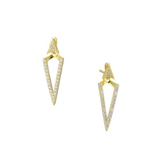 Ασημένια επίχρυσα σκουλαρίκια Ear Jacket Τρίγωνα V