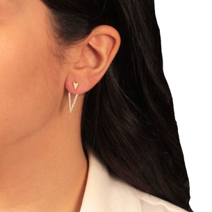 Ασημένια επίχρυσα σκουλαρίκια Ear Jacket Τρίγωνα V
