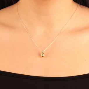 Ασημένιο επίχρυσο κολιέ Σταγόνα