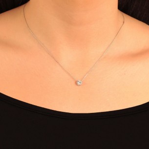 Ασημένιο επιπλατινωμένο κολιέ Ροζέτα