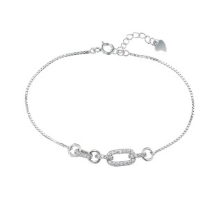 Ασημένιο επιπλατινωμένο βραχιόλι Αλυσίδα Κρίκοι