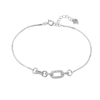 Ασημένιο επιπλατινωμένο βραχιόλι Αλυσίδα Κρίκοι